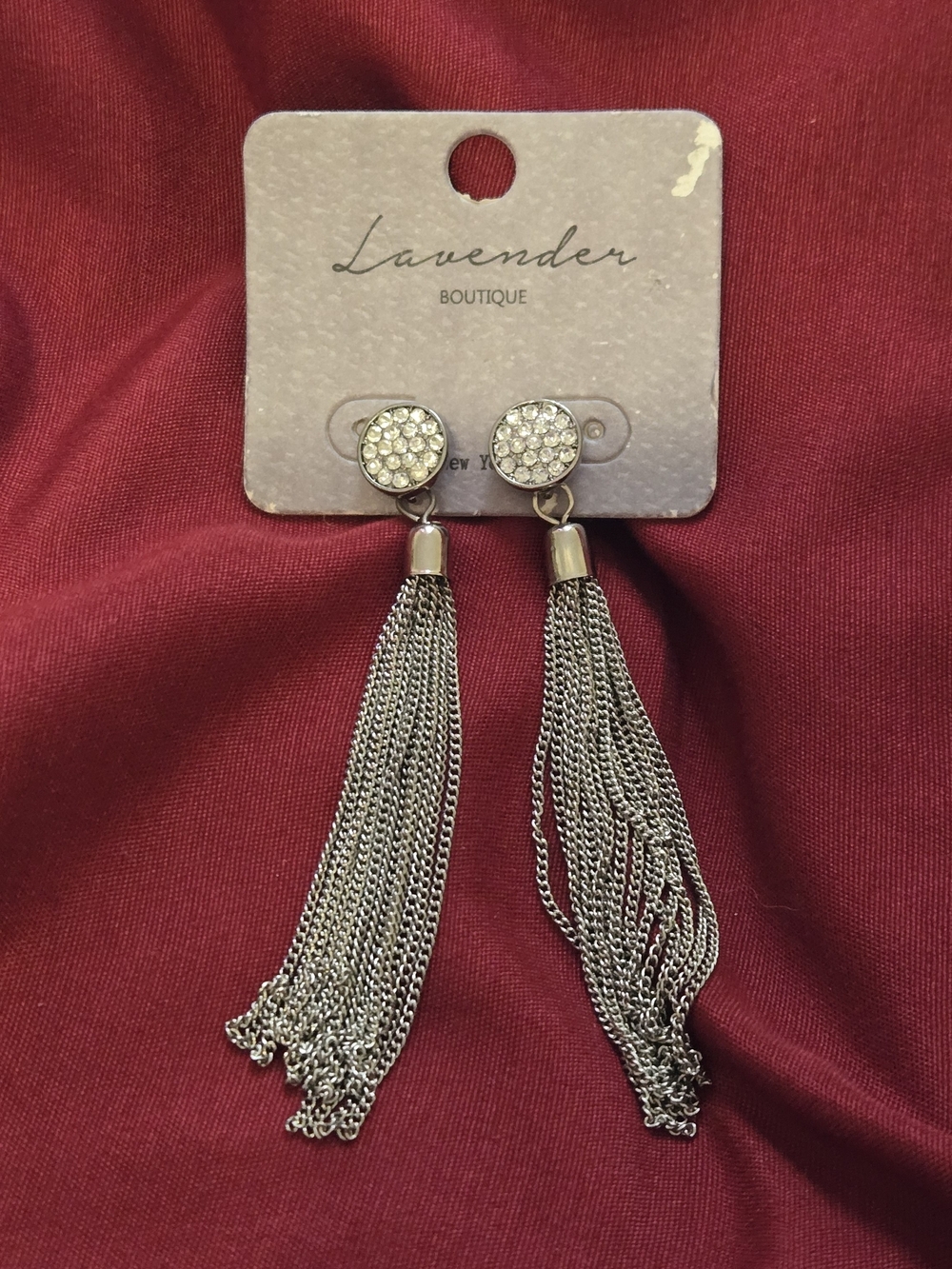 Silver Crystal Tassel Earrings